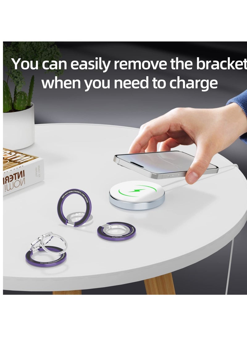 Excefore Magnetic Phone Ring Stand for MagSafe, Metal Adjustable Dual Ring Magnetic Phone Grip Holder, Compatible with iPhone 12/13/14 Series(Dark Purple) - Image 5