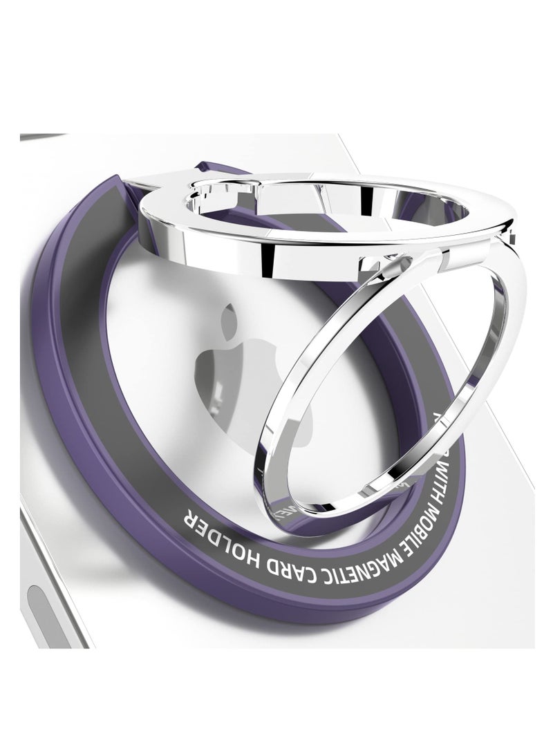 Excefore Magnetic Phone Ring Stand for MagSafe, Metal Adjustable Dual Ring Magnetic Phone Grip Holder, Compatible with iPhone 12/13/14 Series(Dark Purple) - Image 1