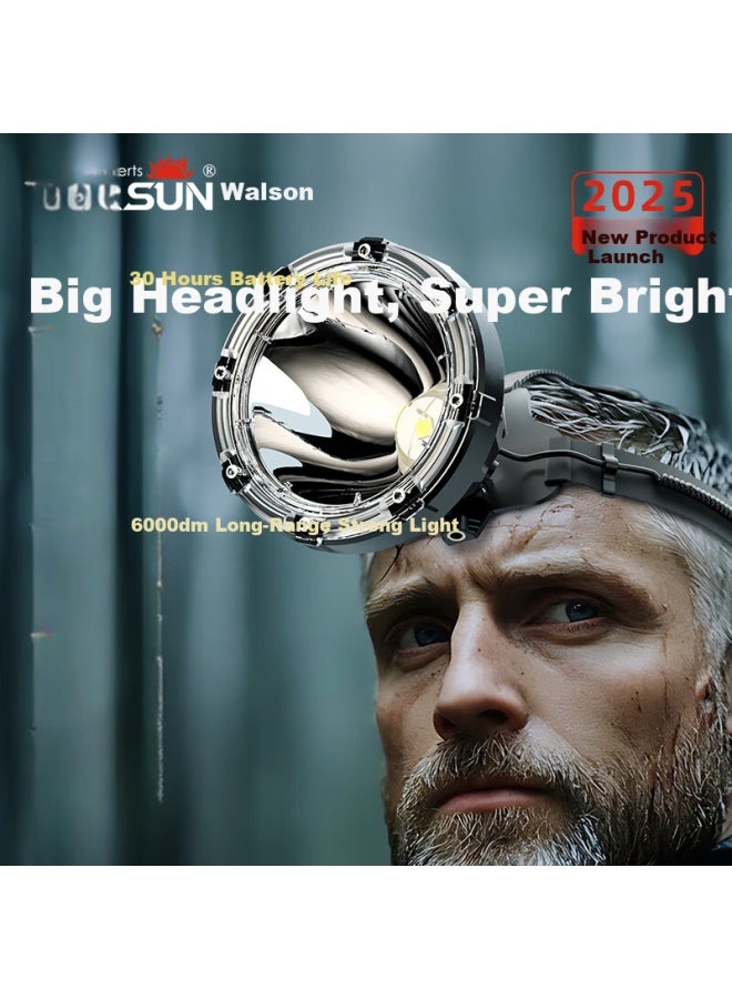 Warsun Wolson Hunter King Headlamp Ultra-long Battery Life Led Night Fishing Bright Rechargeable Waterproof Head-mounted Flashlight Mining Lamp - Image 1