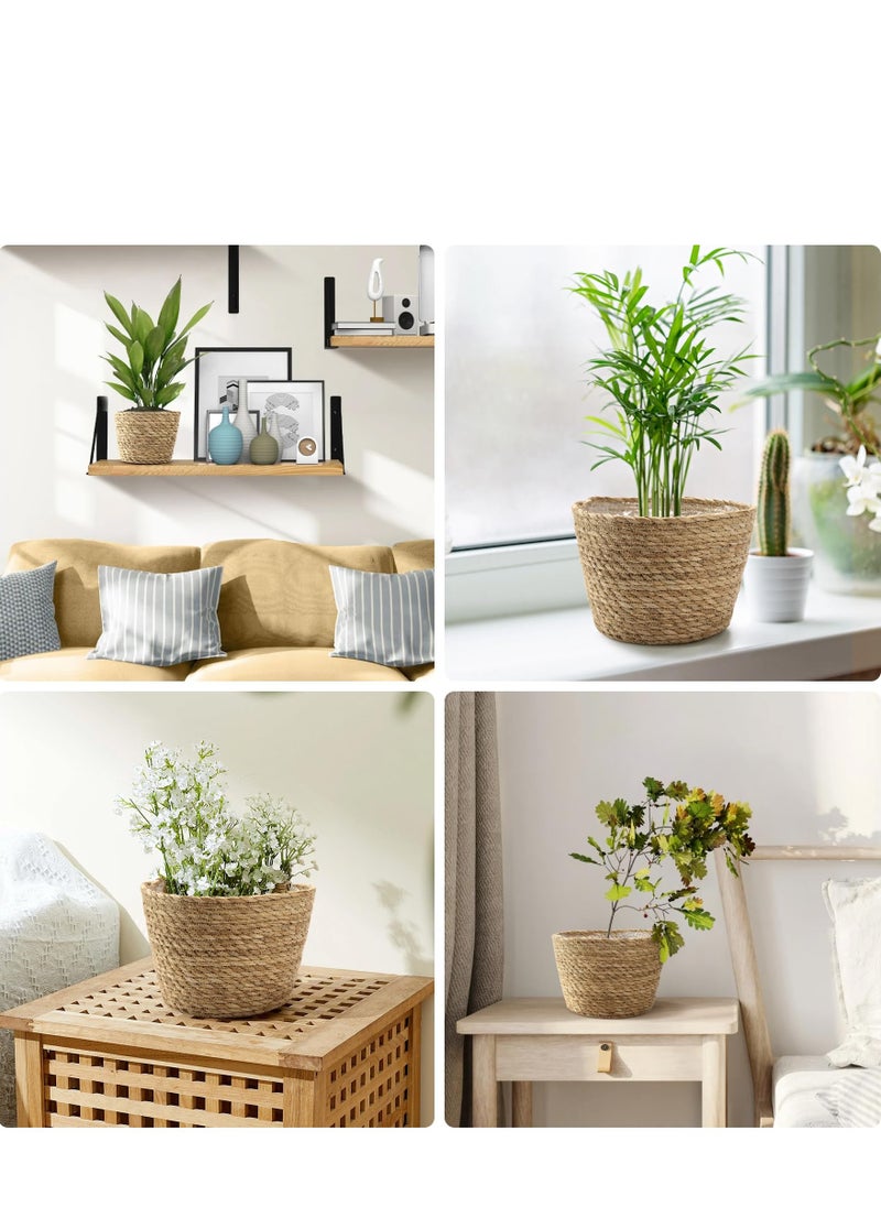 D&L Set Of 3 Flower Pots Seagrass Flower Pot Baskets Indoor And Outdoor Flower Pot Covers Plant Containers Beige  - Image 4