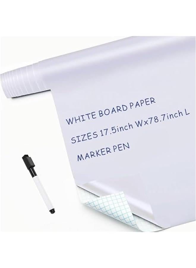 TRASSLE Boards Wall Sticker Wrapping Paper 45cm x 200cm Self Adhesive Largeboard Wallpaper Contact Paper Magic Sheet Sticky Roll for Wall Paint Planner chalkboard for School Office (White) - Image 1