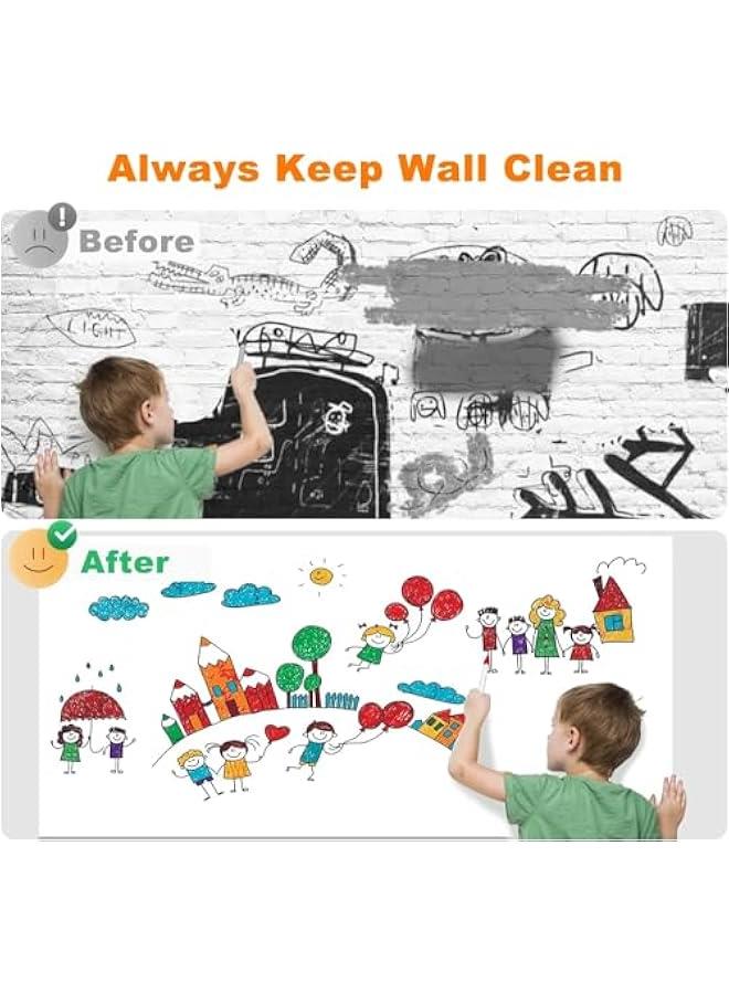 TRASSLE Boards Wall Sticker Wrapping Paper 45cm x 200cm Self Adhesive Largeboard Wallpaper Contact Paper Magic Sheet Sticky Roll for Wall Paint Planner chalkboard for School Office (White) - Image 2