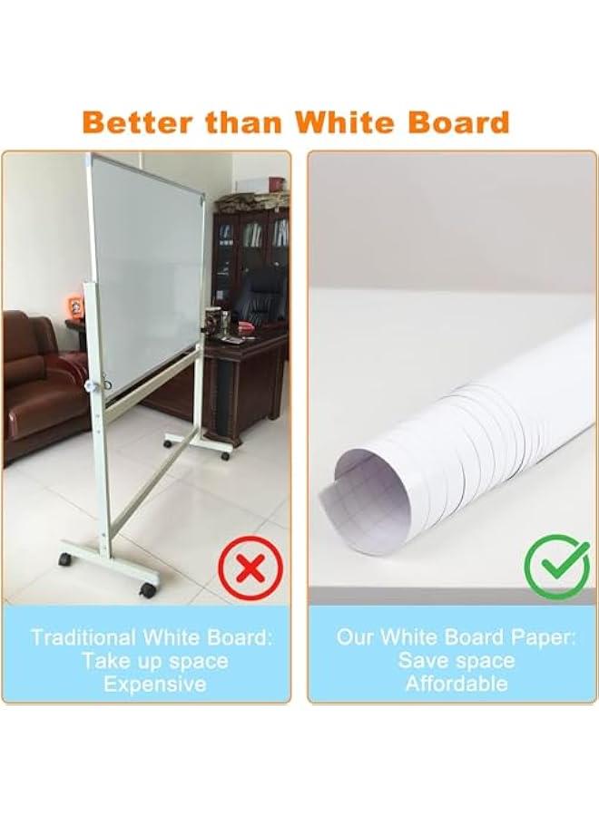 TRASSLE Boards Wall Sticker Wrapping Paper 45cm x 200cm Self Adhesive Largeboard Wallpaper Contact Paper Magic Sheet Sticky Roll for Wall Paint Planner chalkboard for School Office (White) - Image 3