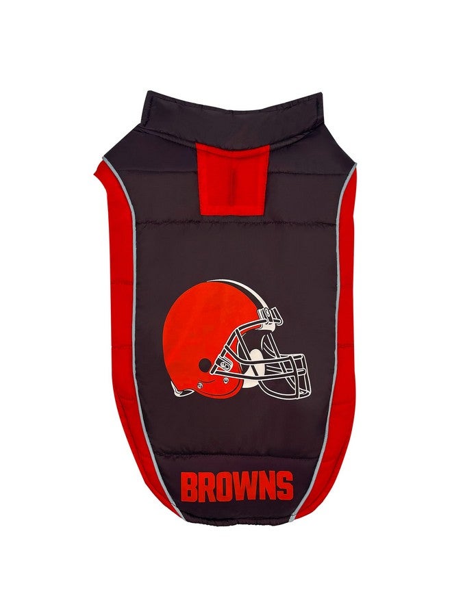 Pets First NFL Cleveland Browns Puffer Vest for Dogs & Cats, Size Medium. Warm, Cozy, and Waterproof Dog Coat, for Small and Large Dogs/Cats. Best NFL Licensed PET Warming Sports Jacket - Image 1