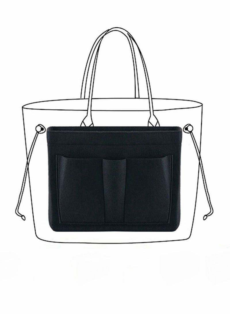 Black Purse Organizer Felt Bag Organizer Insert M Size Multi-Pocket Bag in Bag for Womens Handbag Travel