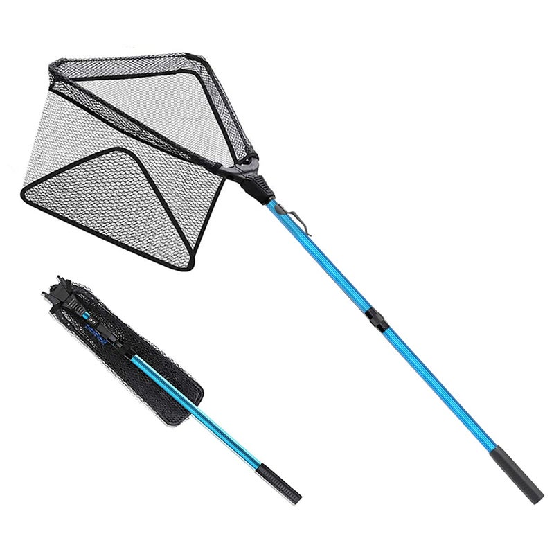 SAN LIKE Fishing Net Fish Landing Nets Ice Fishing Collapsible Telescopic Sturdy Pole Handle for Saltwater Freshwater Extending to 36/43/71/98inches (Blue-M-69inch) - Image 1