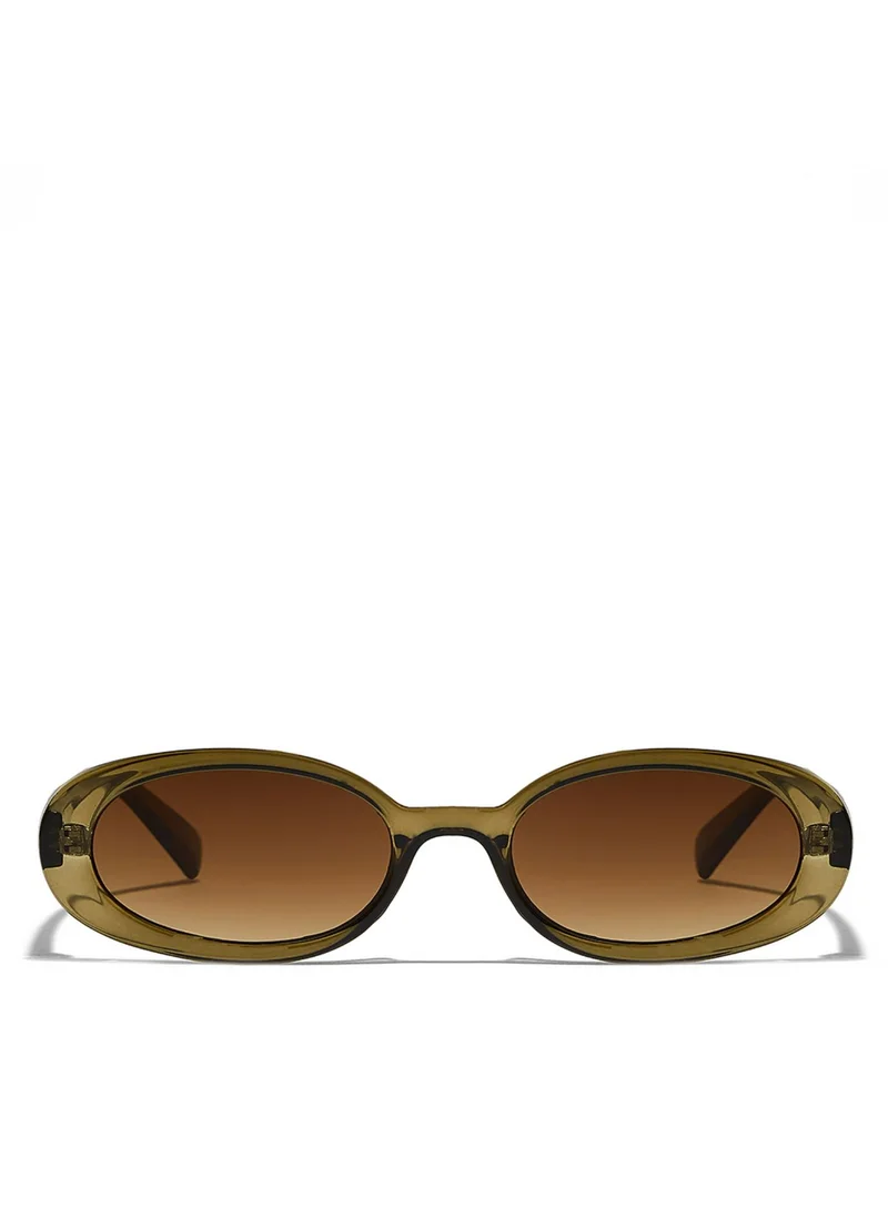 Blackout DREW Women Olive Sunglasses - Frame Material: Thermoplastic Rubber (TR90)- Frame Color: Olive-Lens Color: Brown - Full Rim