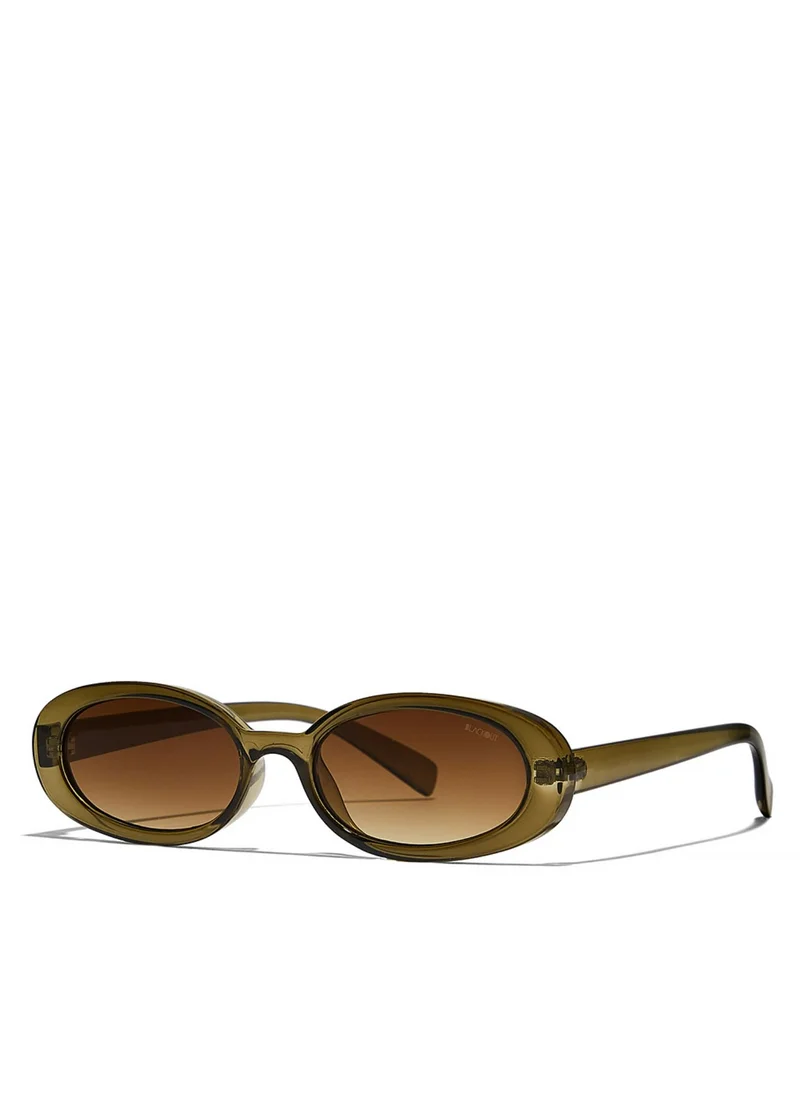 Blackout DREW Women Olive Sunglasses - Frame Material: Thermoplastic Rubber (TR90)- Frame Color: Olive-Lens Color: Brown - Full Rim