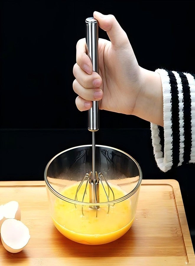 SSydl 3 Pack Stainless Steel Egg Whisk, Hand Push Rotary Whisk Blender, Versatile Easy Whisk, Hand Push Mixer Stirrer for Beating Eggs, Frothing Milk, Blending, Mixing, Whipping Smoothies & Shakes - Image 4