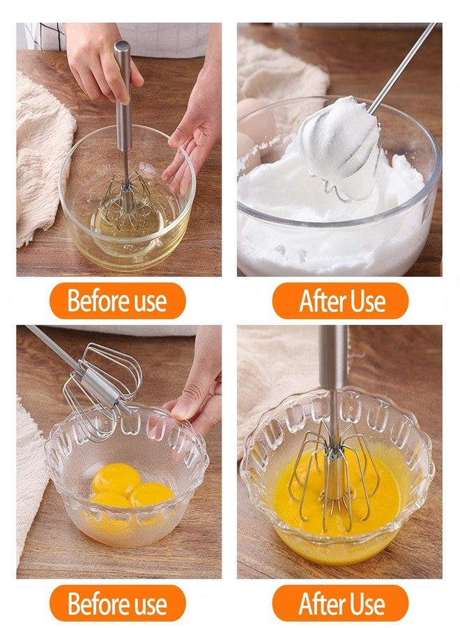 SSydl 3 Pack Stainless Steel Egg Whisk, Hand Push Rotary Whisk Blender, Versatile Easy Whisk, Hand Push Mixer Stirrer for Beating Eggs, Frothing Milk, Blending, Mixing, Whipping Smoothies & Shakes - Image 5