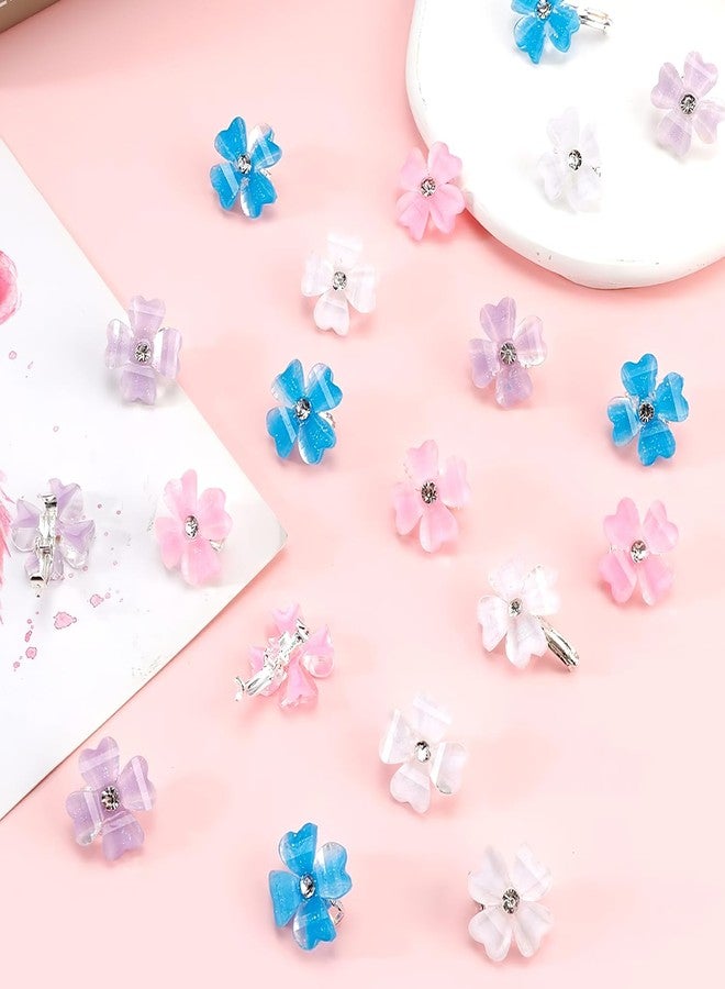 TecoKart® Fancy Hair Clips for Women - 20 PCS Flower Clip Set with Rhinestone Hair Accessories, Stylish Hair Accessories for Woman, Hair Pins for Hair Styling (Mixed Clover Design) - Image 3