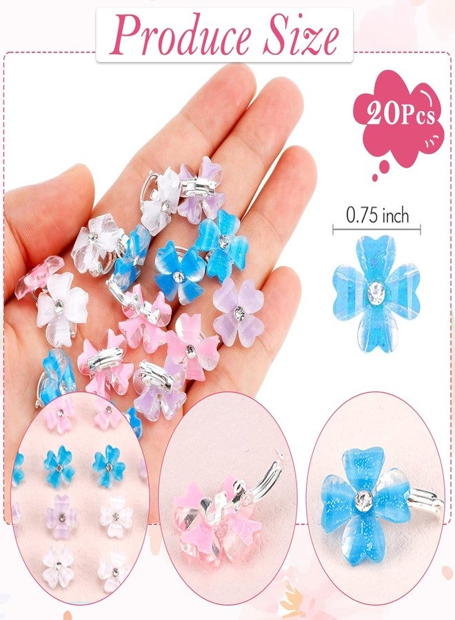 TecoKart® Fancy Hair Clips for Women - 20 PCS Flower Clip Set with Rhinestone Hair Accessories, Stylish Hair Accessories for Woman, Hair Pins for Hair Styling (Mixed Clover Design) - Image 2