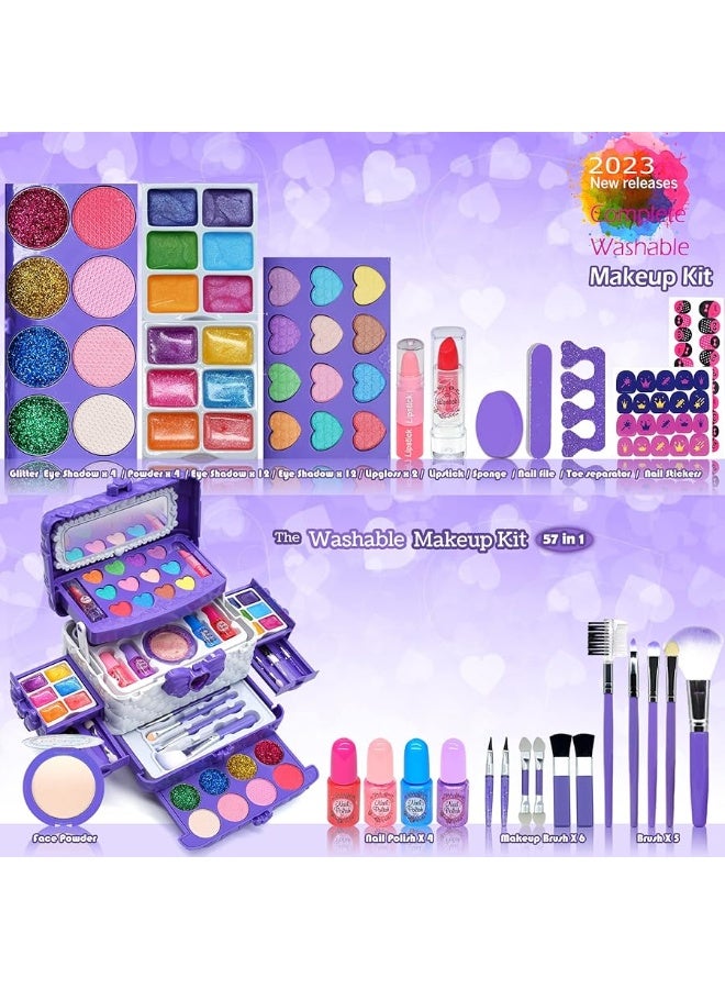 ROKKES Kids Makeup Kit for Girl Toys - Toys for Girls Makeup Girls Princess Gift Non Toxic Toddlers Cosmetic Kits,Child Play Makeup Toys for Girls, Age 4-10Year Old Children Gift - Image 3