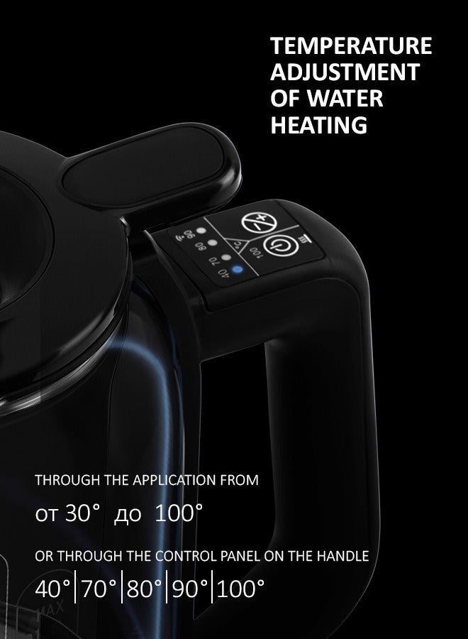 Polaris PWK-1712CGld Smart Wi-Fi Glass Kettle 1.5L, 30–100°C Temperature Control, App Control, Preset Buttons, WaterwayPro Lidless Filling, STRIX Safety, LED Lighting - Image 3