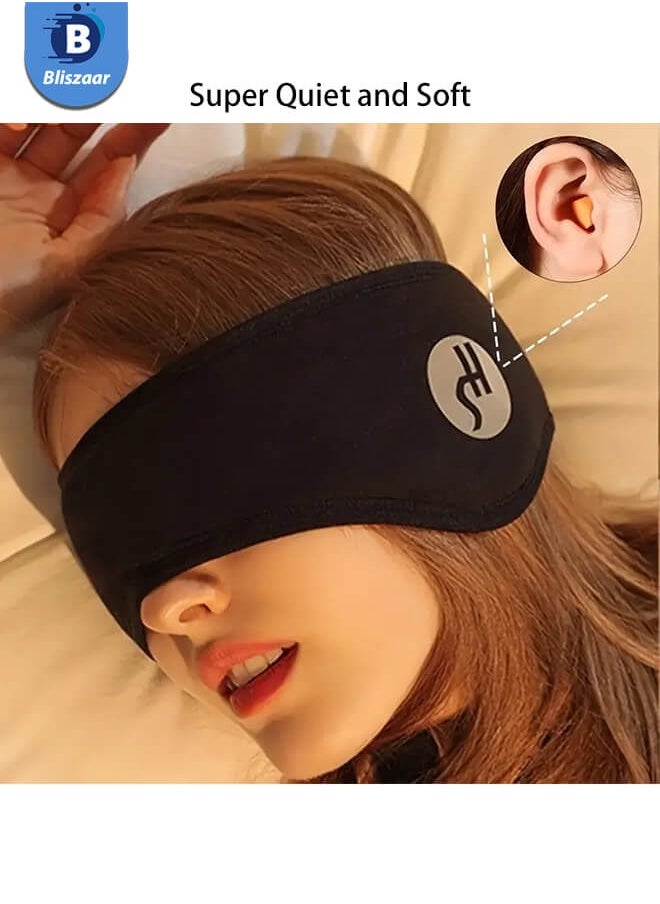 Bliszaar Cotton Sleep Mask [Official Certified]with Soundproof Ear Covers and Earplugs Set - Comfortable Adjustable Sleeping Eye Mask for Uninterrupted Rest, Ear Protection for Noise Reduction, Essential Travel Accessory Black  - Image 1