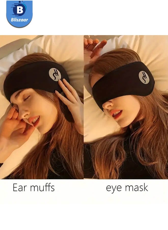 Bliszaar Cotton Sleep Mask [Official Certified]with Soundproof Ear Covers and Earplugs Set - Comfortable Adjustable Sleeping Eye Mask for Uninterrupted Rest, Ear Protection for Noise Reduction, Essential Travel Accessory Black  - Image 2
