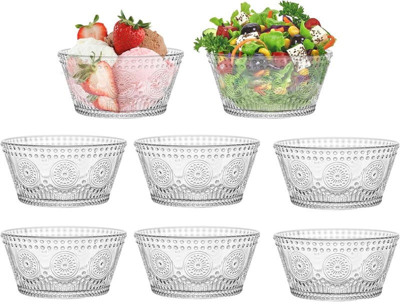 CHPINDAM Vintage glass dessert bowl ice cream bowl 13oz glass bowl for small dipping bowls Set of 4 ice cream sundaes oatmeal small fruit salad etc 8 - Image 1