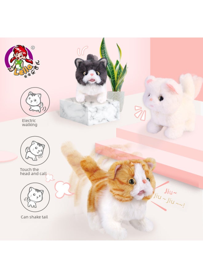 Le Jier Electric Cat Simulation Persian Cat Garfield Can Walk And Call Pet Plush Toy Muppet Girl-Color:The Q182 Tiger  - Image 4