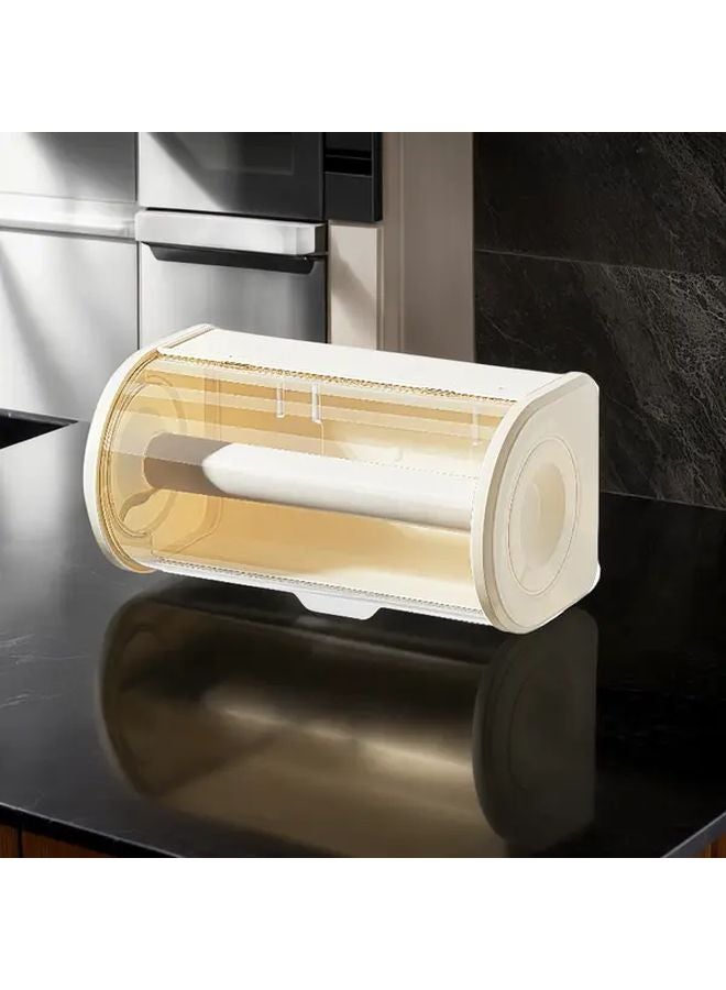 White No Drill Wall Mounted Paper Towel Holder With Transparent Cover - Image 1