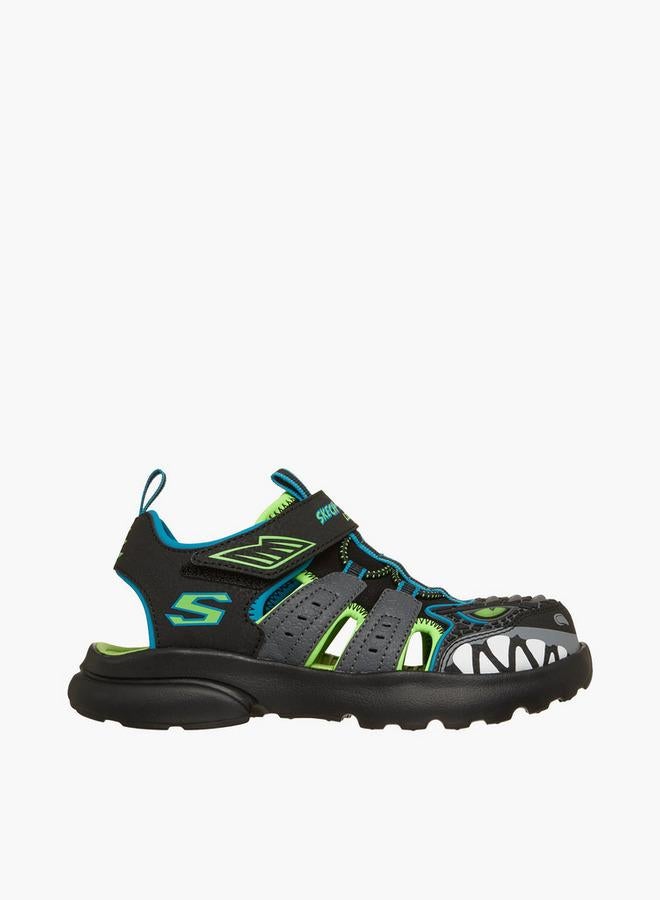 SKECHERS صنادل فلات للأطفال الأولاد مع تصميم مشبك وحلقة، - Image 3