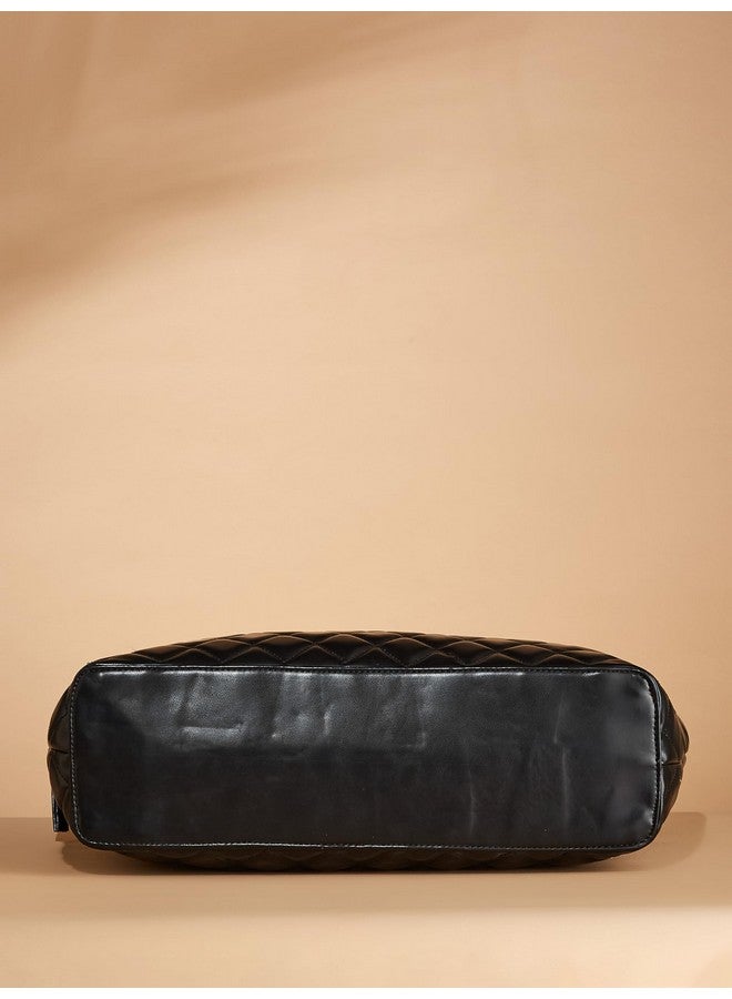 Fargo PU Women's Stylish Stripped Textured Handbag (Black) - Image 5