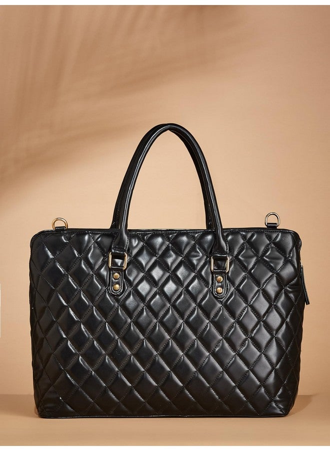 Fargo PU Women's Stylish Stripped Textured Handbag (Black) - Image 4