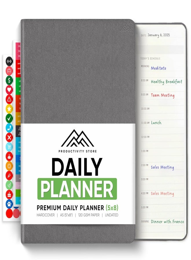PRODUCTIVITY STORE Daily Planner 2026 (5" x 8") - The Ultimate Daily Workflow Planner with Hourly Schedule & Task List to Achieve Your Goals by PRODUCTIVITY STORE (A5, Grey) - Image 1