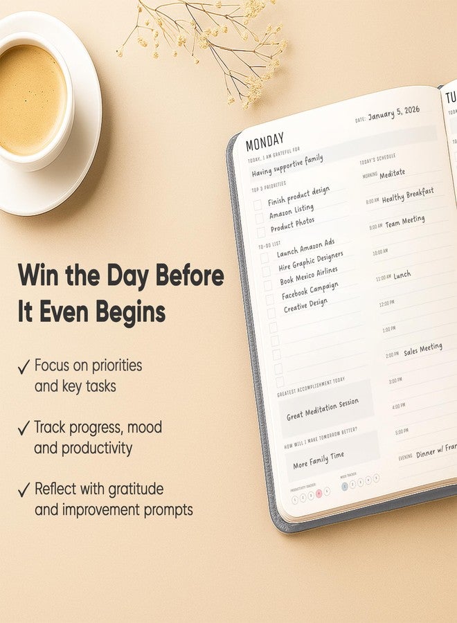 PRODUCTIVITY STORE Daily Planner 2026 (5" x 8") - The Ultimate Daily Workflow Planner with Hourly Schedule & Task List to Achieve Your Goals by PRODUCTIVITY STORE (A5, Grey) - Image 4