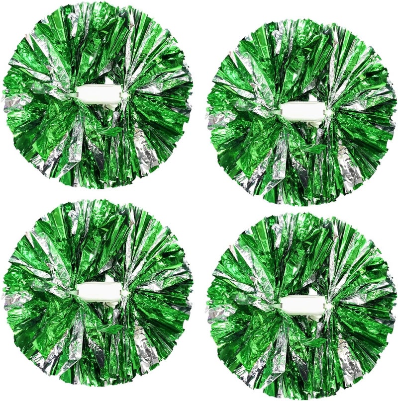 CREATIEE-PRO 4Pcs Metallic Cheerleading Pom Poms, Creatiee 2 Pair Cheerleader Cheering Squad Pompoms for School Sports Dance Games Team Spirit Cheer - Image 1