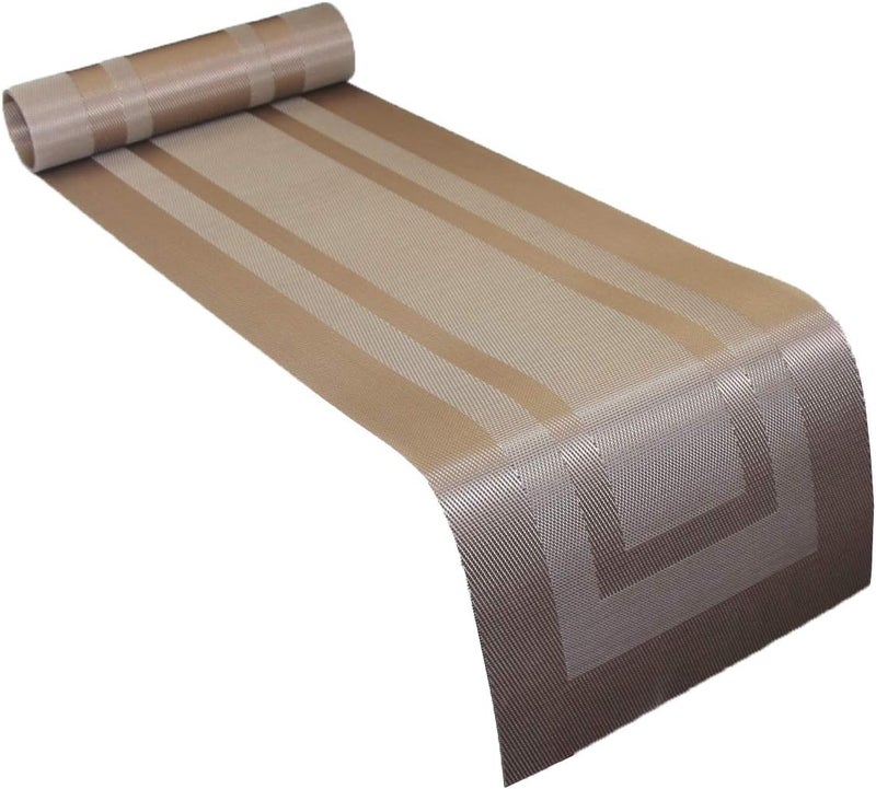 pigchcy 72 inches Table Runner,Table Centerpiece, Heat Resistant Vinyl Woven Washable Table Mats Sets (Champagne) - Image 3