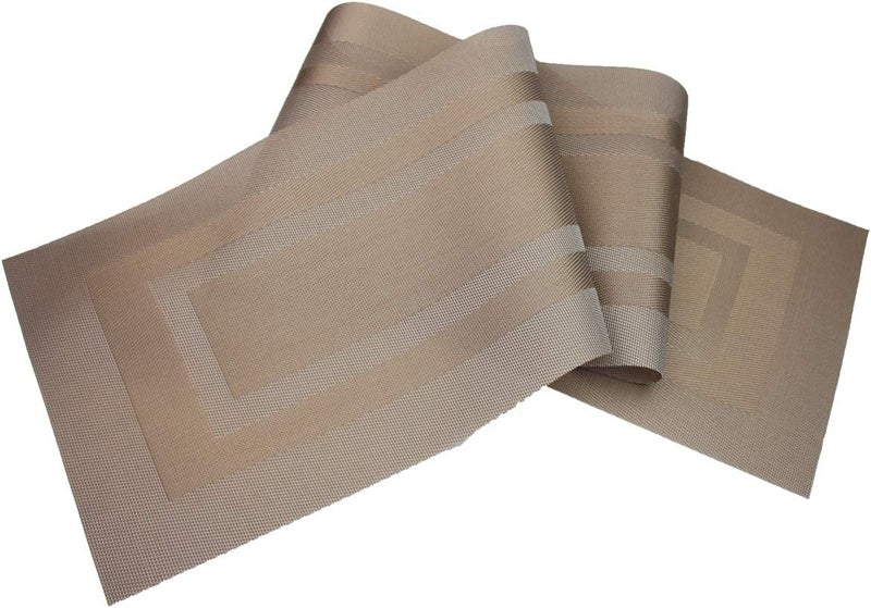 pigchcy 72 inches Table Runner,Table Centerpiece, Heat Resistant Vinyl Woven Washable Table Mats Sets (Champagne) - Image 2