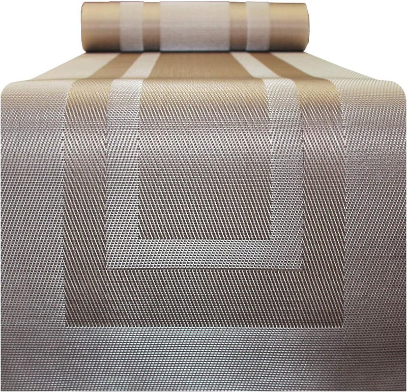 pigchcy 72 inches Table Runner,Table Centerpiece, Heat Resistant Vinyl Woven Washable Table Mats Sets (Champagne) - Image 1