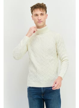 Sorbino Men High Neck Textured Long Sleeves Sweatshirt, White  - Image 1