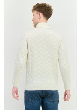 Sorbino Men High Neck Textured Long Sleeves Sweatshirt, White  - Image 3