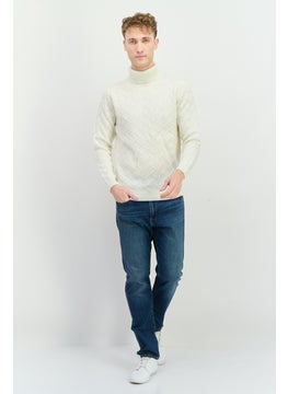 Sorbino Men High Neck Textured Long Sleeves Sweatshirt, White  - Image 4