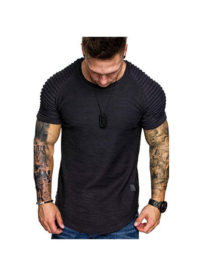 NIBEMINENT Men'S Casual Round Neck T-Shirt Basic Solid Color Short Sleeve Shirt Mosaic Gym Exercise  - Image 1