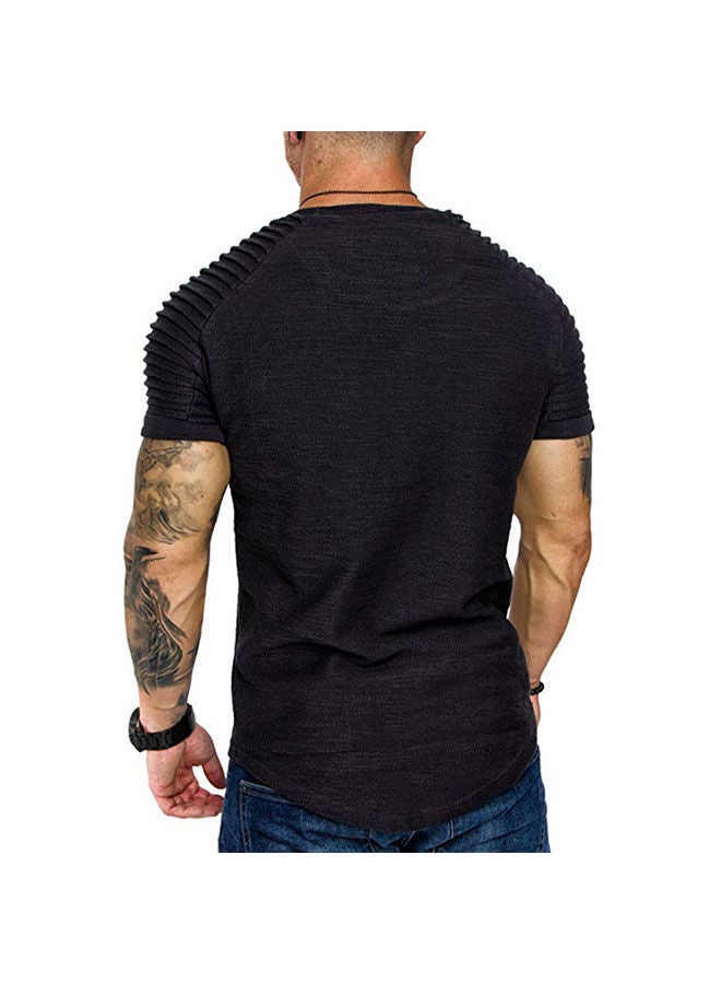 NIBEMINENT Men'S Casual Round Neck T-Shirt Basic Solid Color Short Sleeve Shirt Mosaic Gym Exercise  - Image 3