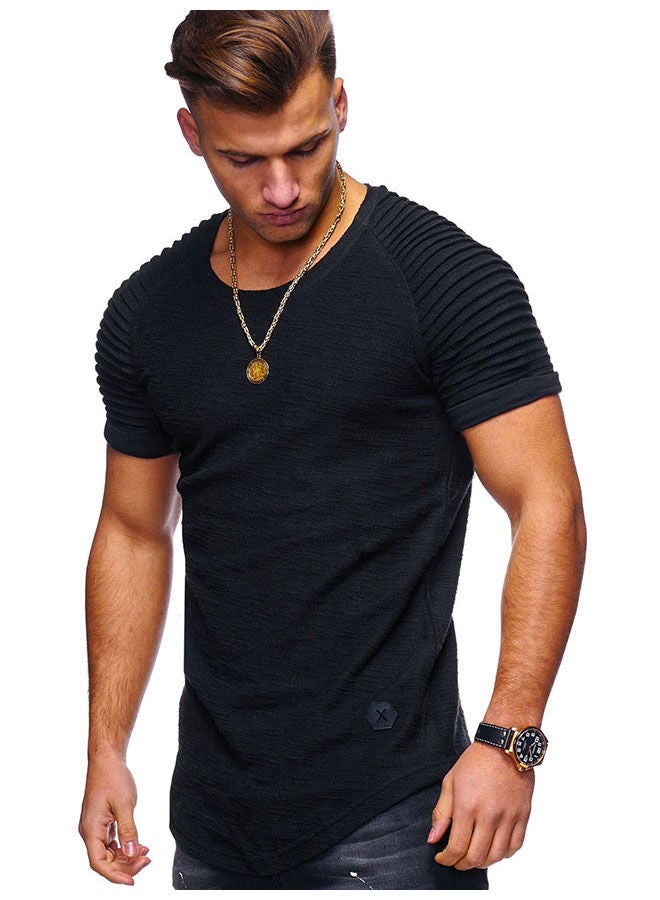 NIBEMINENT Men'S Casual Round Neck T-Shirt Basic Solid Color Short Sleeve Shirt Mosaic Gym Exercise  - Image 2