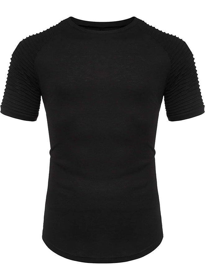 NIBEMINENT Men'S Casual Round Neck T-Shirt Basic Solid Color Short Sleeve Shirt Mosaic Gym Exercise  - Image 4