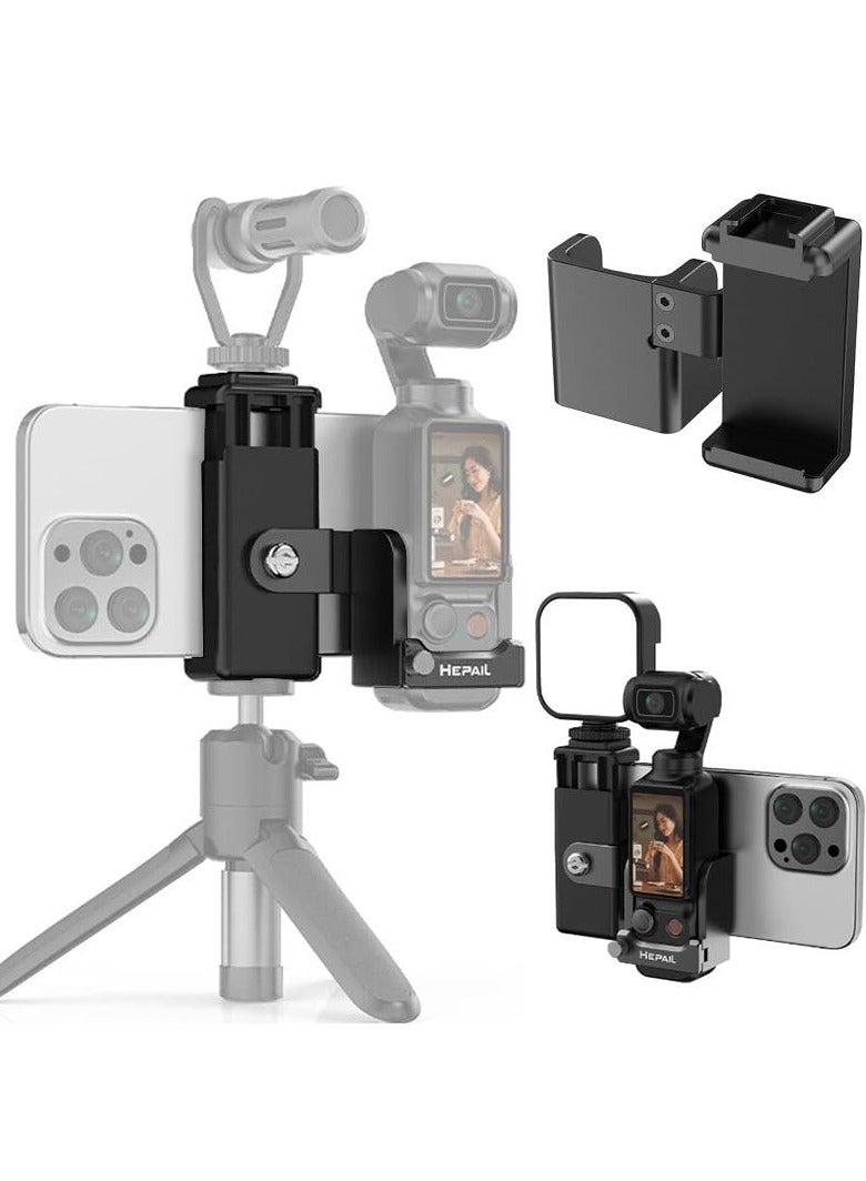 سيوسي حامل هاتف جبل لـ DJI OSMO Pocket 3 حامل الهاتف الخلوي للكاميرا محول ثلاثي القوائم مشبك الهاتف ملحقات توسيع المشبك مع برغي خيط 1/4 بوصة، يمكن توصيله بالحوامل الثلاثية، وملء الضوء، إلخ - Image 1