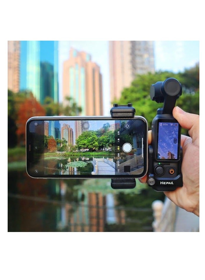 سيوسي حامل هاتف جبل لـ DJI OSMO Pocket 3 حامل الهاتف الخلوي للكاميرا محول ثلاثي القوائم مشبك الهاتف ملحقات توسيع المشبك مع برغي خيط 1/4 بوصة، يمكن توصيله بالحوامل الثلاثية، وملء الضوء، إلخ - Image 4