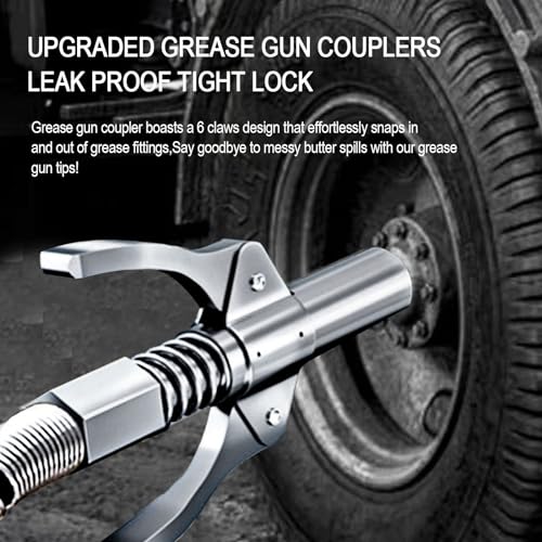 FJXBYWM 2PCS Grease Gun Coupler Grease Gun Lock Coupler, Grease Gun Tips Locking Grease Joint Fittings Compatible with All Grease Guns, Suitable for Automobiles, Ships Industrial Machinery Etc. - Image 3