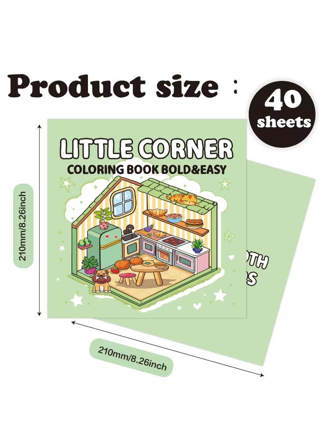 LITTLE CORNER COLORING Book BOLD&EASY 40 Sheets  Doodle Coloring Book - Image 2
