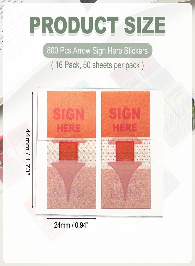 PATIKIL 800PCS Sign Here Tabs, Sign Here Post Flags Stickers Adhesive Arrow Labels Message Date Signature for Documents Office Supplies Notebook Notes,Orange - Image 2