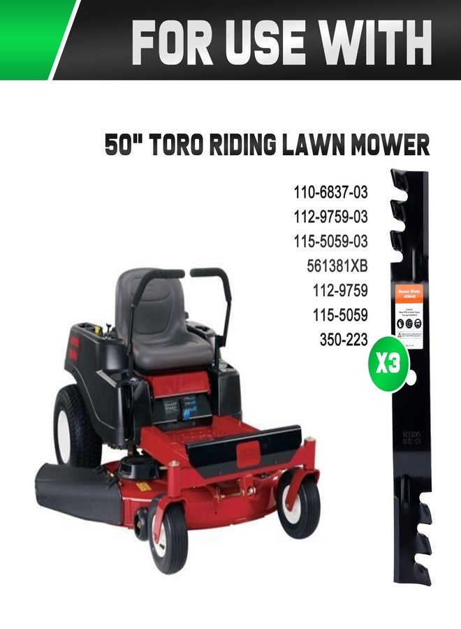 Grasscool SS5000 Timecutter 50 inch Mulching Blades for Toro Time Cutter MX5050 MX5000 MX5075 Z5000 70750 Zero Turn 50''Deck Mower Replace for 110-6837-03 115-5059-03 112-9759-03 - Image 2