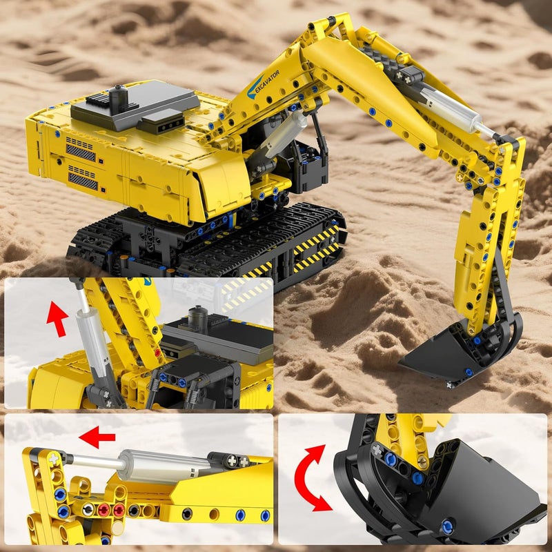 mould king 15061 Building Sets Heavy-Duty RC Excavator Building Sets with Remote Control,Construction Vehicles Model,STEM Project Building Kits for Adults and Boys Girls Kids Aged 8+ (1120 PCS) - Image 4