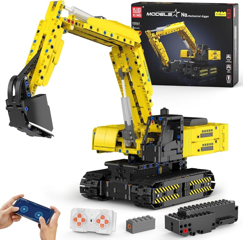 mould king 15061 Building Sets Heavy-Duty RC Excavator Building Sets with Remote Control,Construction Vehicles Model,STEM Project Building Kits for Adults and Boys Girls Kids Aged 8+ (1120 PCS) - Image 1