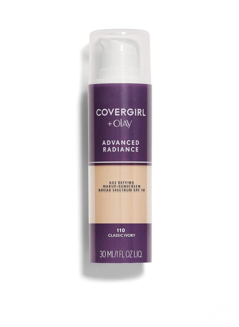 CoverGirl COVERGIRL Advanced Radiance Age Defying Liquid Foundation in Classic Ivory, Hides Wrinkles & Lines, Sensitive Skin Safe, Packaging May Vvary  - Image 1