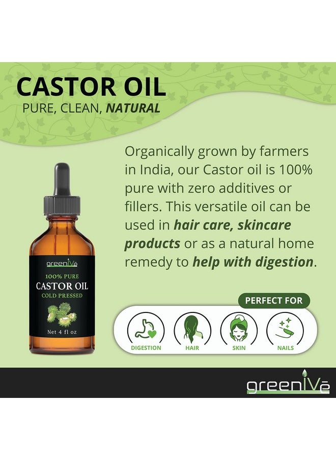 Greenive - 100% Pure Castor Oil Organically Grown Cold Pressed Hexane Free (4 Ounce) - Image 1
