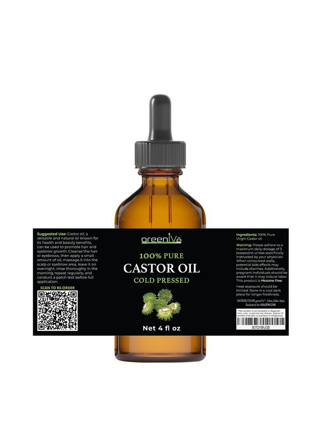 Greenive - 100% Pure Castor Oil Organically Grown Cold Pressed Hexane Free (4 Ounce) - Image 1